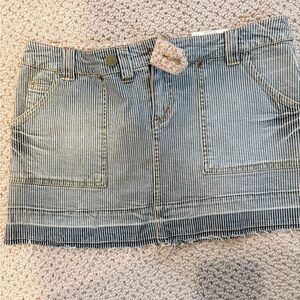 So Wear It Declare It Blue and White Striped Denim Skirt